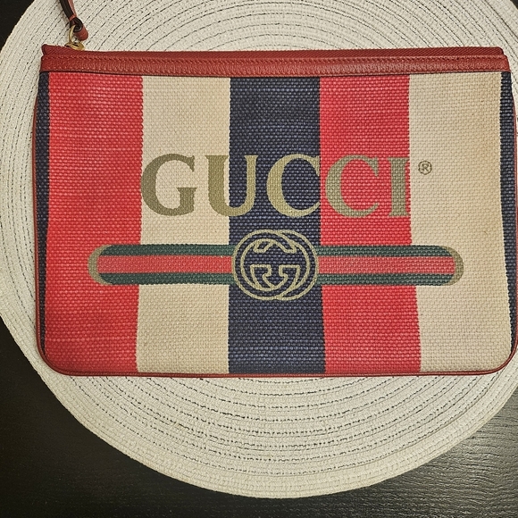 Gucci Handbags - Gucci Web Stripe Canvas Zip Pouch Clutch